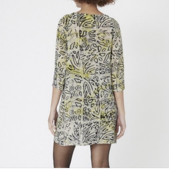Osei Duro Linter Dress A Touch of Leopard 100% Silk Batik Yellow tie dye XL - Picture 4 of 7